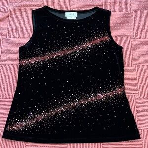 Velour Women's dressy Tank Top with Pink Accents